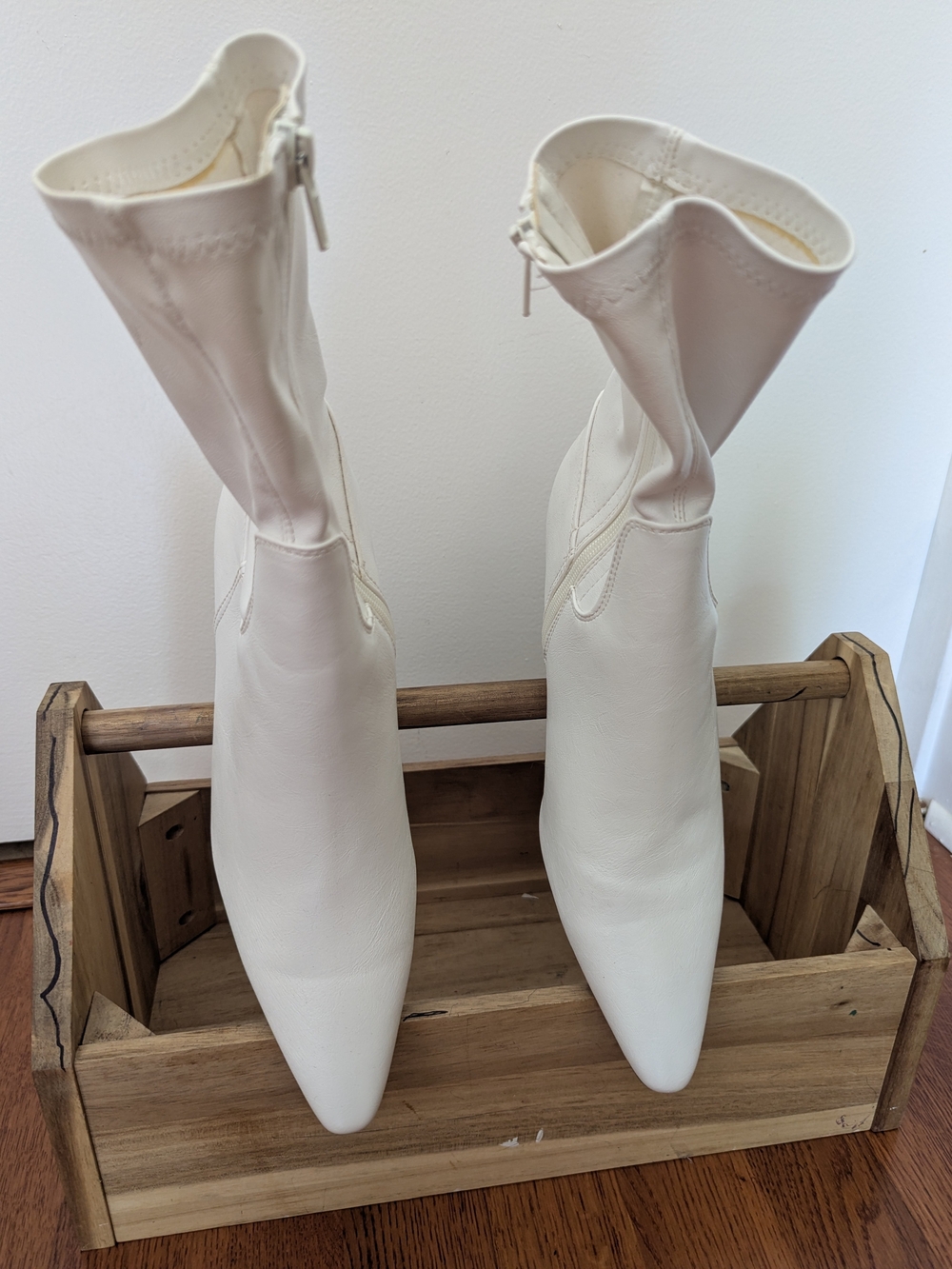 Nasty Gal Cream Pointed Toe Ankle Boots